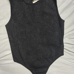 Primark Black Shimmer Tank One-Piece Bodysuit